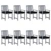 Garden Chairs and Cushions Set of 8 Solid Acacia Wood