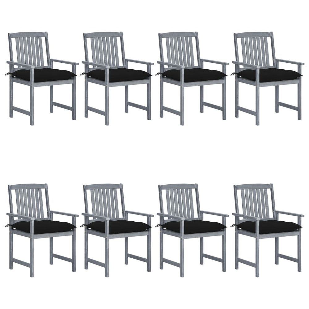 Garden Chairs and Cushions Set of 8 Solid Acacia Wood