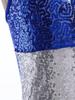 Womens Latin Dance Costume Sleeveless Backless Color Block Design Shiny Sequins Tassels Leotard