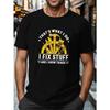 European Sizes Plus Size Men's Repair Tools Print, Short Sleeve T-shirt, Summer Trendy Casual Tees For Big & Tall Males