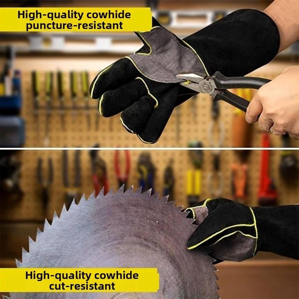 Leather Heat Resistant Gloves High Temperature Resistance Safety Gloves Welding Gloves Kitchen