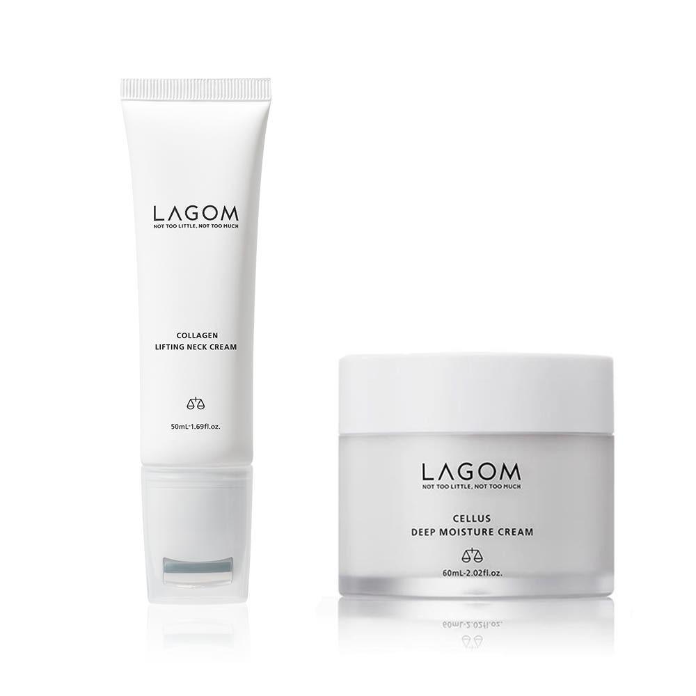 LAGOM Collagen Lifting Neck Cream 50ml + Deep Moisture Cream 60ml Firming Hydrating Set