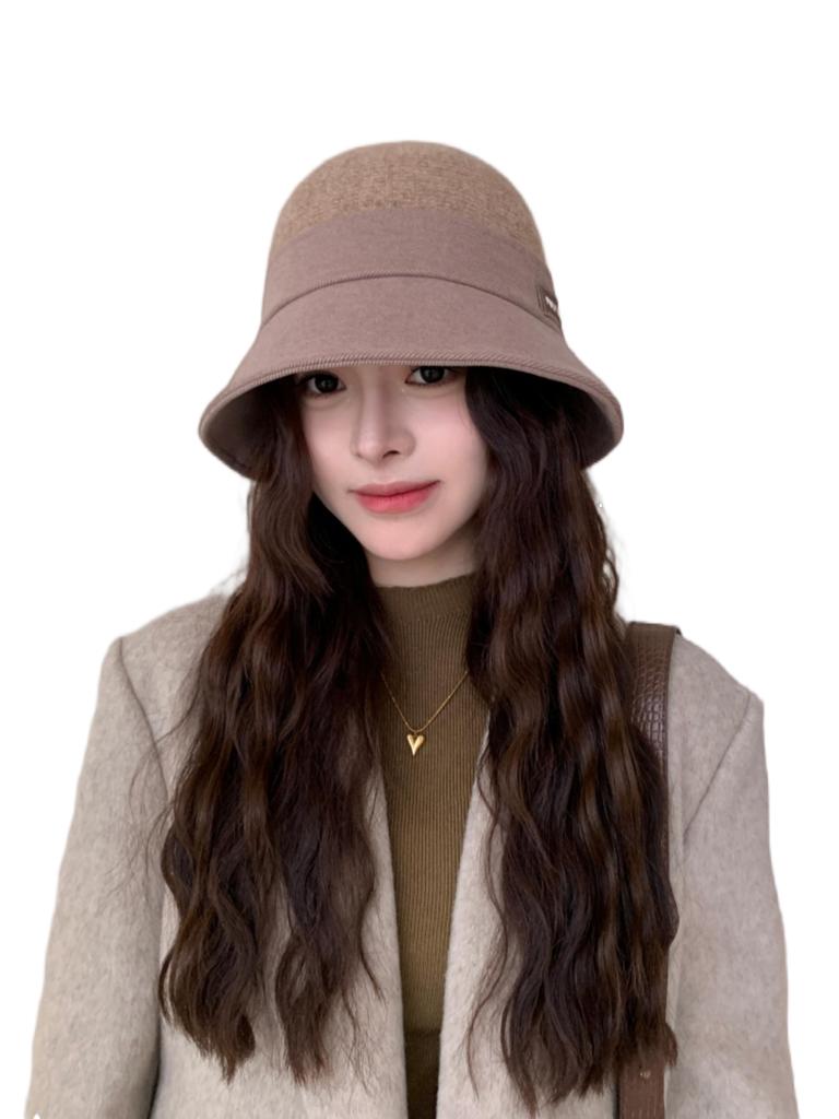 Fall Winter Luxury Brand Fashion Thick Warm Knitted Bucket Hat  Wool Cashmere Solid Color Top Hat Party Fedoras  For Wome Capsn