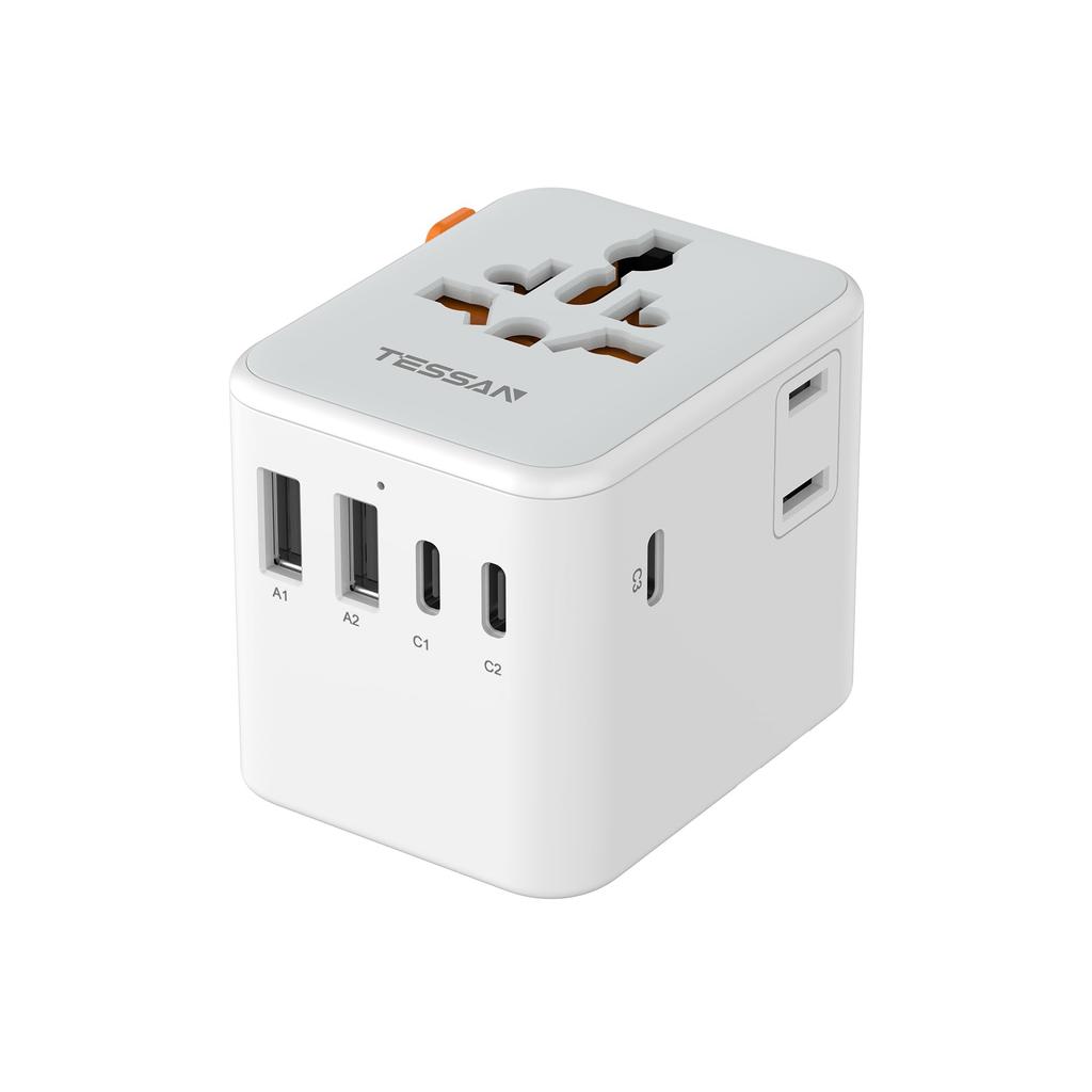 TESSAN C BF O A Type International Universal Travel 2 AC 3 2 Power Adapter for Hong and Europe Adapter, Compatible, Item, Outlets, USB-C, USB-A,