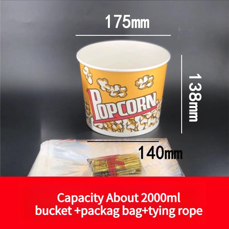 Large Capacity Popcorn Bucket Disposable Food Grade Paper Bucket Thickened Packag Box for Cinemas Oil Proof and Leak Proof Snack Packaging Container