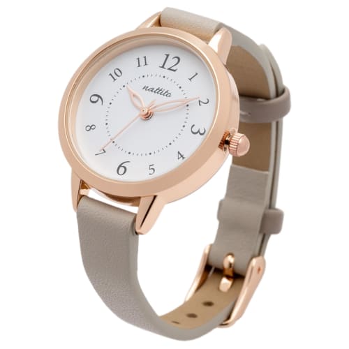 

Fieldwork Women s Analog Watch with Leather Strap, Simple Color-Coordinated Loop, Gray, GY082-2