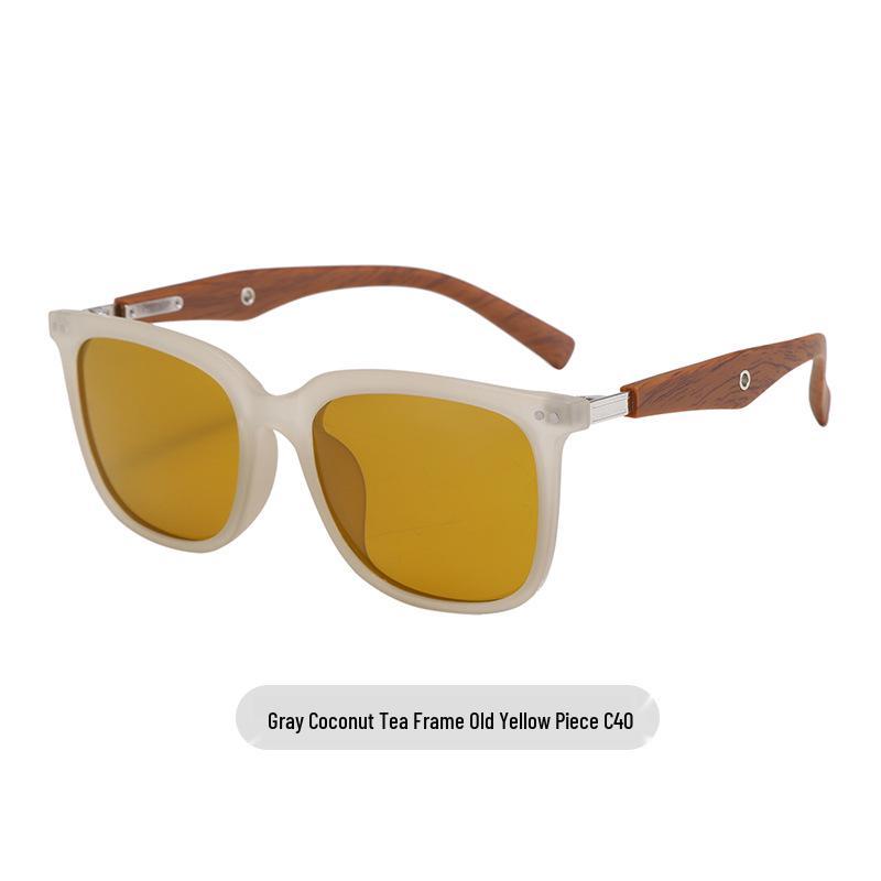 Stylish HD Polarized Sunglasses with Wood Grain Legs for Men & Women - Trendy UV Protection for Summer