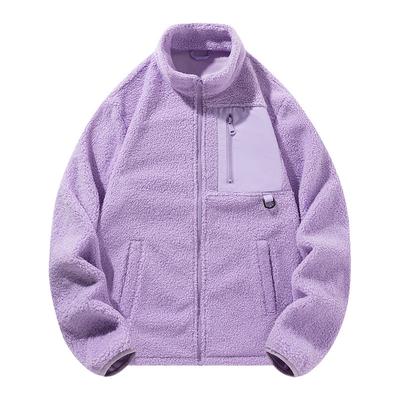 Teddy Fleece Winter Warm Thickened Multi-pocket Outdoor Windproof Stand-up Collar Jacket for Women