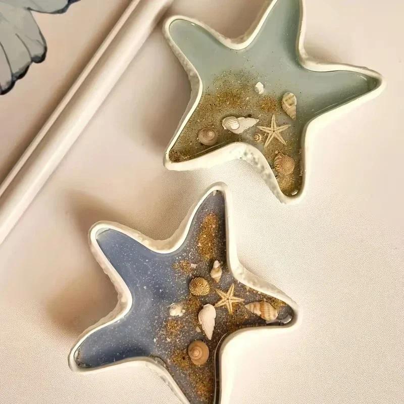 Latest Model Starfish Dish Silicone Mold Starfish Jewelry Storage Tray Gypsum Mold DIY Shell Conch Concrete Resin Mold Home