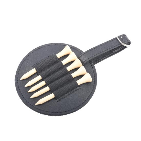 Yousheng Golf Tee Holder Clip-on Organizer, PU Leather Ball Tee Pouch with Stretchable Strap, Portable Vintage Style, 5-Slot Anti-Drop Design & Belt