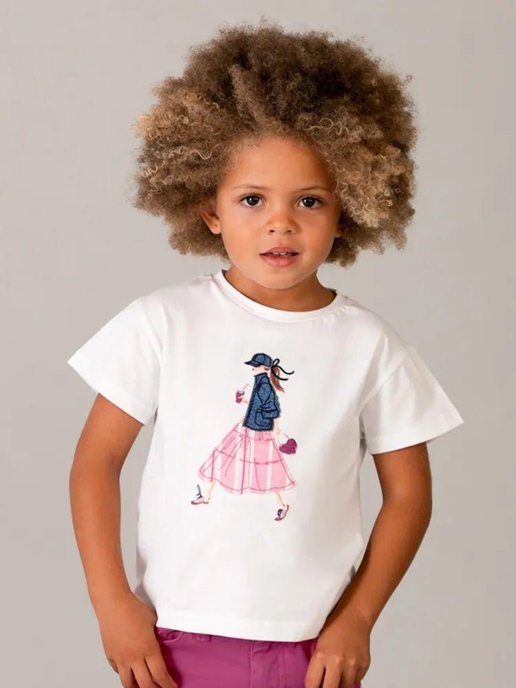 Girls Summer Printed Pure Cotton T-shirt - Casual, Versatile, Comfortable, Breathable Short Sleeve Round Neck Top Small