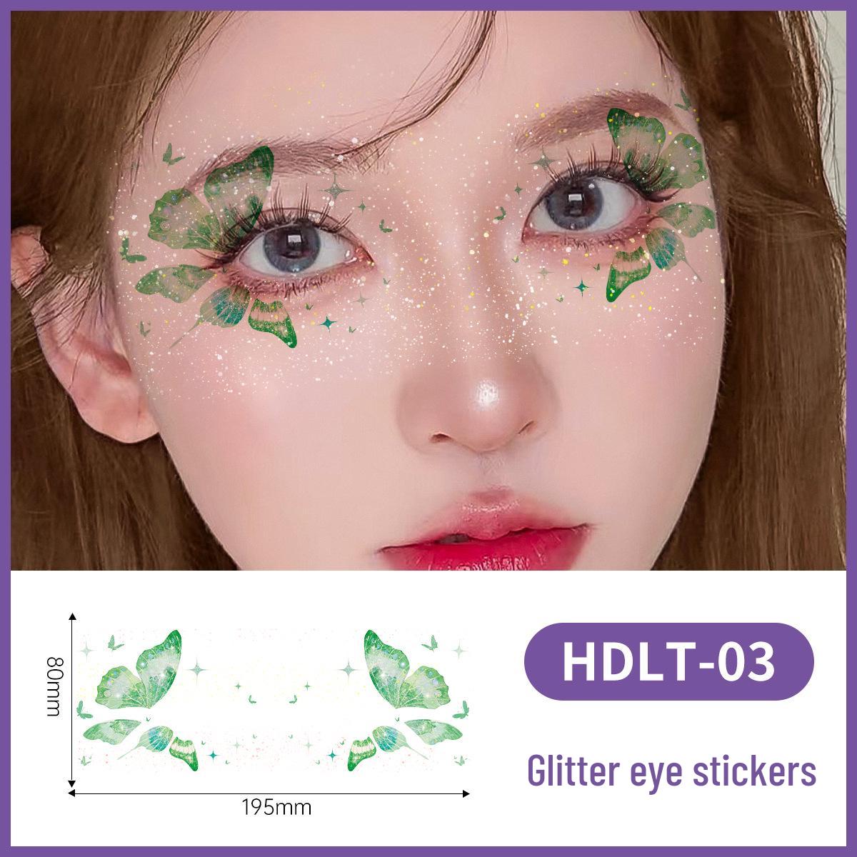 

Glitter Butterfly Eye Stickers - Party & Festival Makeup Decorations 195x80mm