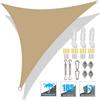 Voile d'ombrage triangulaire Imperméable Voile de jardin Tonnelle 98% Blocage UV Auvent de patio extérieur pour fête avec accessoires d'installation et cordes
