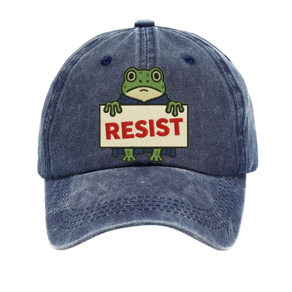 Men's Washed Cotton Baseball Cap With Printed Distressed Soft Top Denim Hat, Vintage Hat