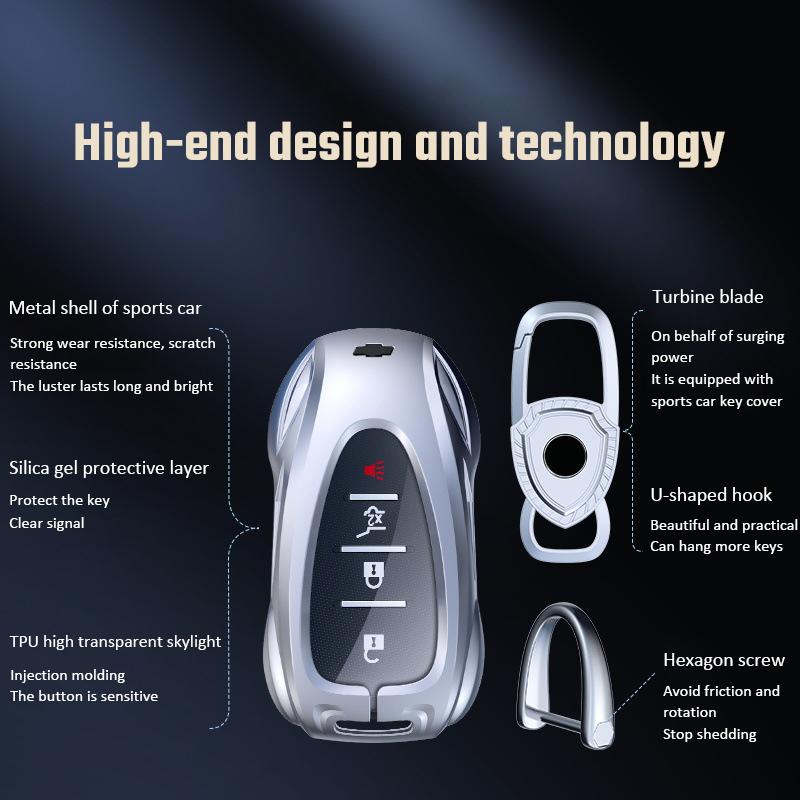 Zinc Alloy Car Key Case Cover for Chevrolet Onix Equinox Orlando Cruze Spark Sonic Camaro Volt Bolt Trax Malibu Blazer Traverse
