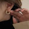 Tiny Exquisite Pleated Hoop Earrings Copper Jewelry Vintage Leisure Style Trendy Female Earrings for Daily Casual