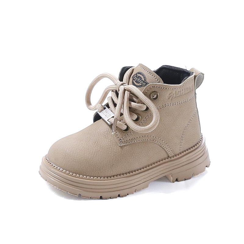 

2025 осень популярные детские ботинки Мартин в британском стиле модные однотонные маленькие кожаные ботинки для девочки повседневная обувь для мальчиков 21-25 yards, 5 pairs in one hand хаки