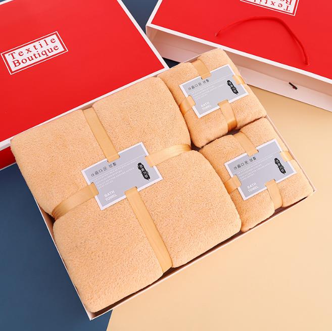 3PCS/Set Large Bath Towels Coral Velvet Bath Towels Lady Wearable Fast Drying Beach Spa Bathrobes Bath Towels Set