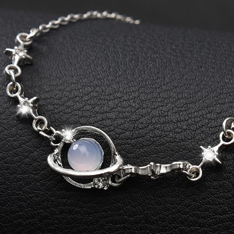 Korean Elegant Opal Space Star Bracelet For Women Ins Delicate Zircon Starlight Bracelet Girls Sliver Chains Bangle Jewelry Gift