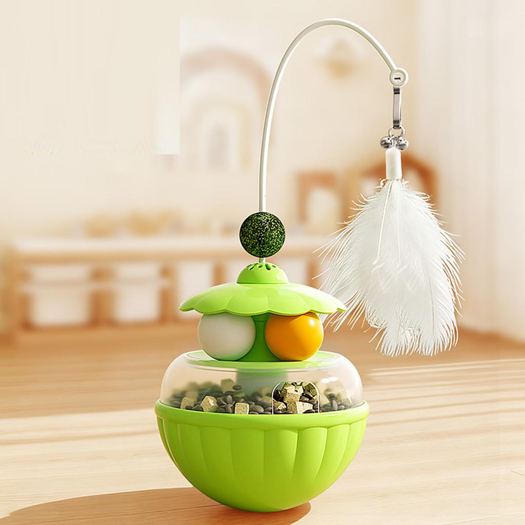 Toy Set, Interactive Feather Wand with Bell, Self-Play Tumbler Dispenser, Catnip Ball for Entertainment