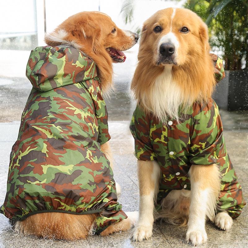 Super Medium and Large Dogs Dog Camouflage Four-legged One-piece Rain Pet Waterproof Outdoor Dog Clothes