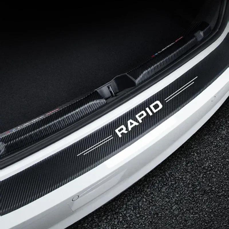 Carbon Fiber Car Door Sill Anti Scratches Stickers Threshold Decals Rear Trunk Protector Strips for Skoda RAPID Accessories