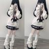 Millennium Subculture Solid Knit Leg Warmers: Japanese Korean Style Mid-Length Women's Socks
