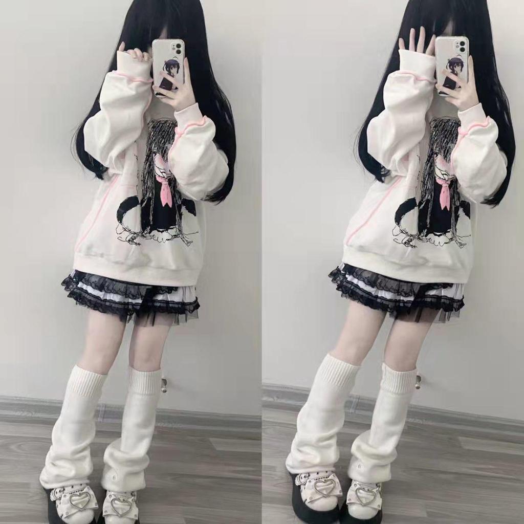 Millennium Subculture Solid Knit Leg Warmers: Japanese Korean Style Mid-Length Women's Socks