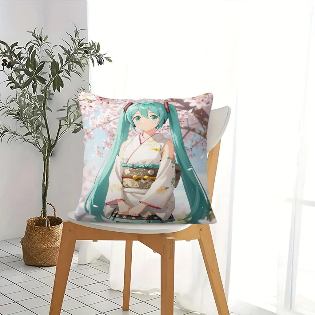 Floral Hatsune Miku Throw Pillow18.18Inch Cushion Accent Pillow Includes Pillow Core Hd Print For Teens Sofa Bedroom Living Room