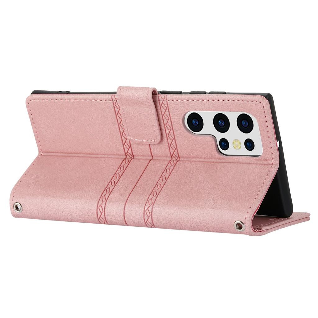 For Samsung Galaxy S25 Ultra Case Wallet Skin-Touch Leather Imprinted Phone Cover