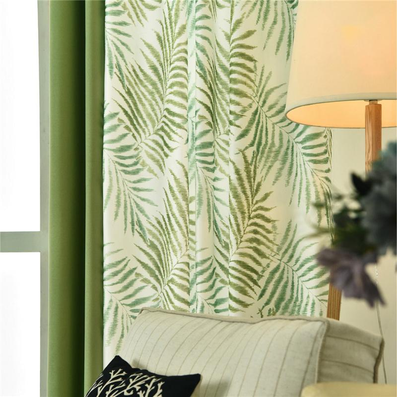 Vintage Garden Fresh Plant Leaves Living Room Study Bedroom Curtain Gauze Curtain Window Curtain Decor