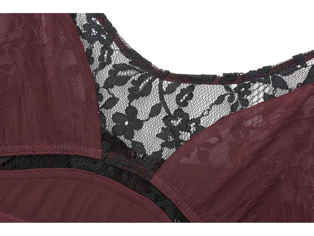 2024 Winter Women's European & American Style Lace-Trim Lingerie Dress