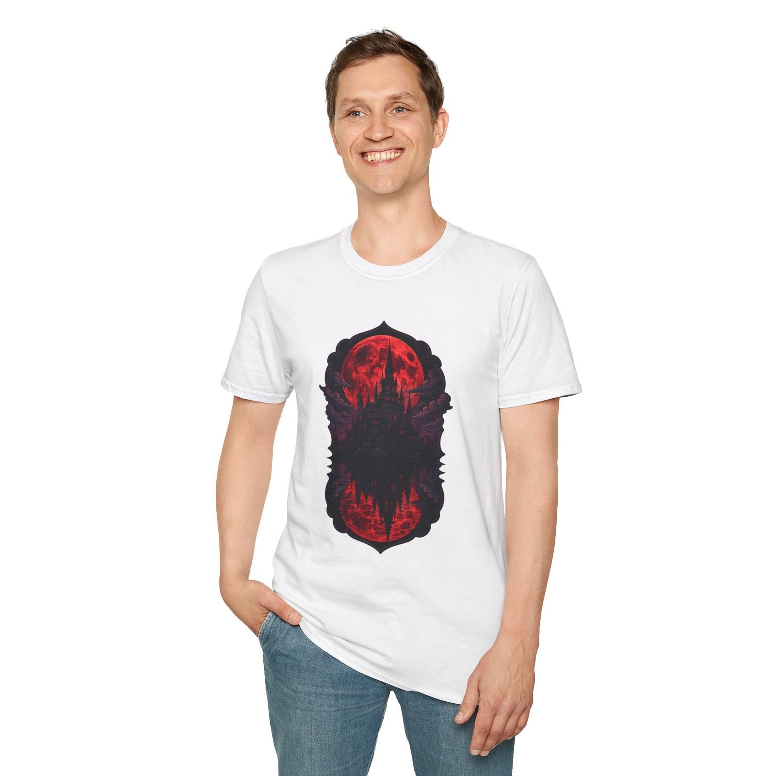 Castle Moon Lake Goth Fantasy Romantic Horror Medieval Unisex Softstyle T-Shirt S