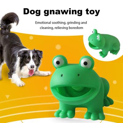 Juguete interactivo para perros, juguete para masticar con efecto de sonido, juguete para limpiar los dientes de las mascotas con forma de rana de dibujos animados, suministros para mascotas