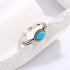 925 Sterling Silver Luxury Jewelry Ellipse Turquoise Adjustable Rings for Women Wedding Engagement Elegant Accessories Wholesale