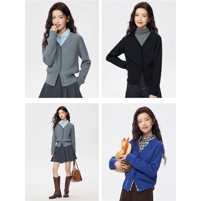 Giordano Miu Collection Women's Cable Knit V-Neck Cardigan