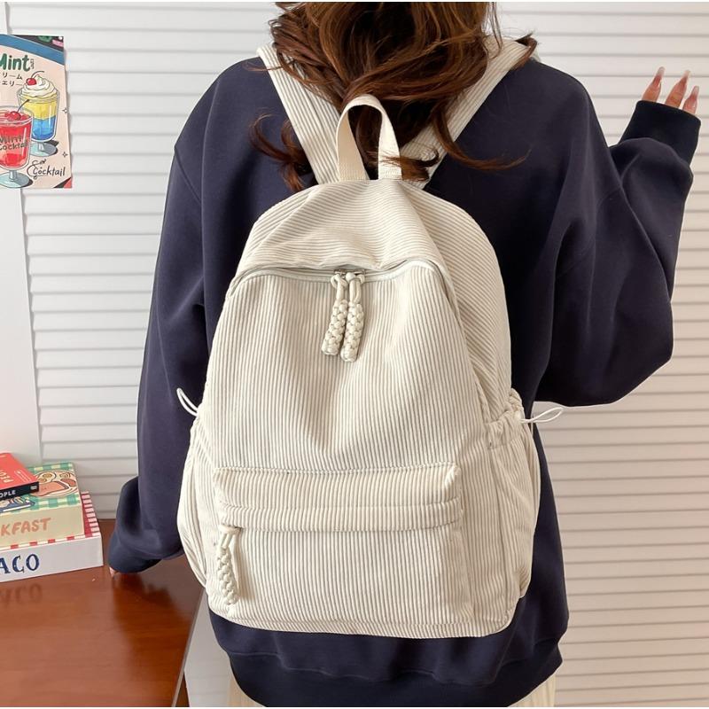 High Capacity Corduroy Solid Color Student Sweet School Bags  Simplicity Traveling Outside Versatile Fashi Backpack