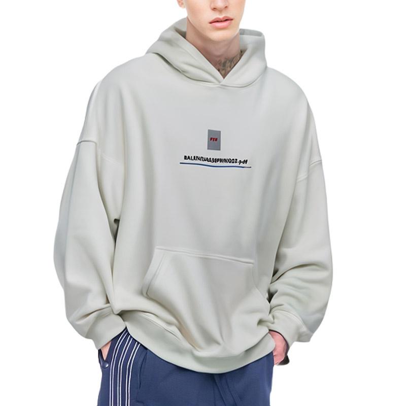 Balenciaga PDF Logo Oversized Popover Hoodie 'Off White' Men's 674986TLVF89016