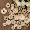 (Nikita) 50PCs Wooden Buttons Natural Color Round 4hole Sewing Scrapbooking DIY