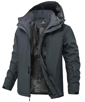 ANONIE Winter Mountain Hiking Outdoor Outerwear for and Detachable Dark Size 2XL Men's Parka, Windproof, Cold-Resistant, Fleece-Lined, Warm,