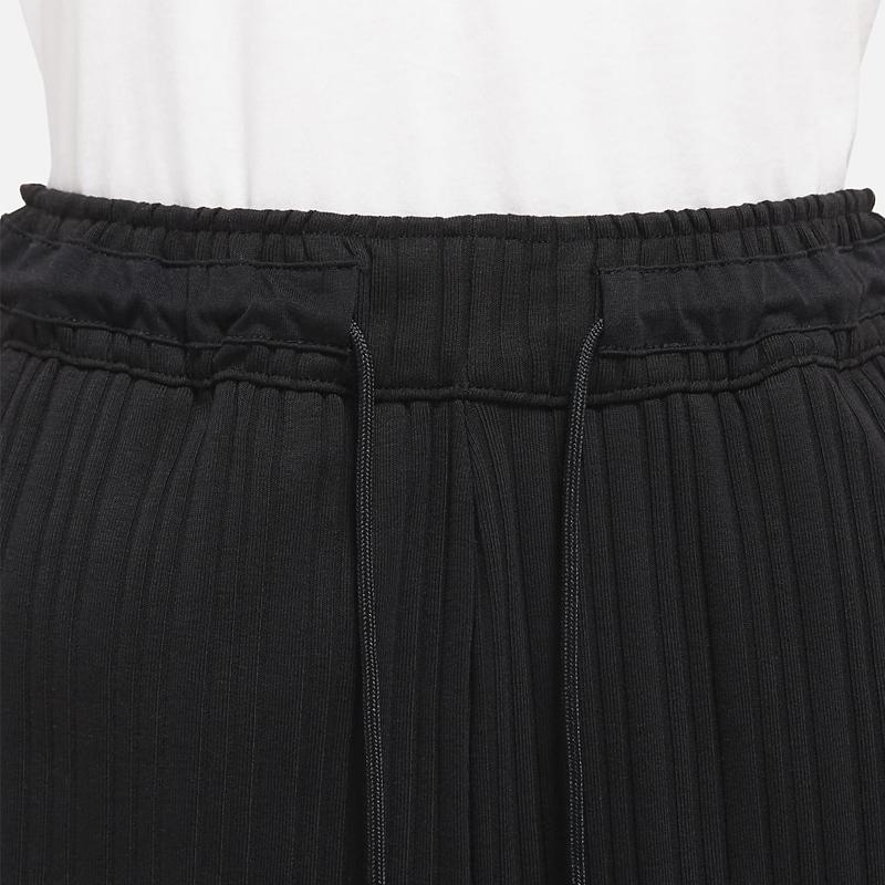 Nike Logo Print Ribbed Loose Fit Five-Point Shorts Women Shorts Black DM6402-010