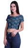 Moomaya Printed Boat Neck Womens Sexy Summer Tops Zip Front Viscose Crop Top