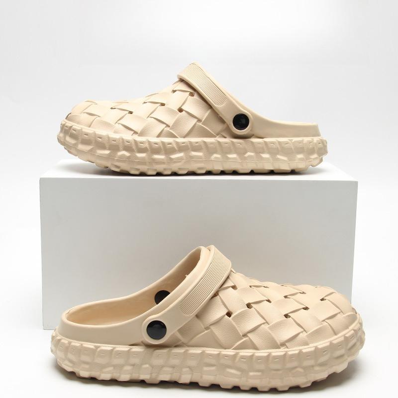 Men Eva Clogs Summertime Woven Design Lightweight Cushioned Sole Non Slip Garden Shoes Breathable Slip On Daily Outside Beach Sandal Shoes