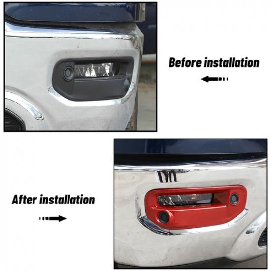 2*Red Front Fog Light Cover Lamp Trim Frame Bezel Decor For Dodge RAM 1500 2018+