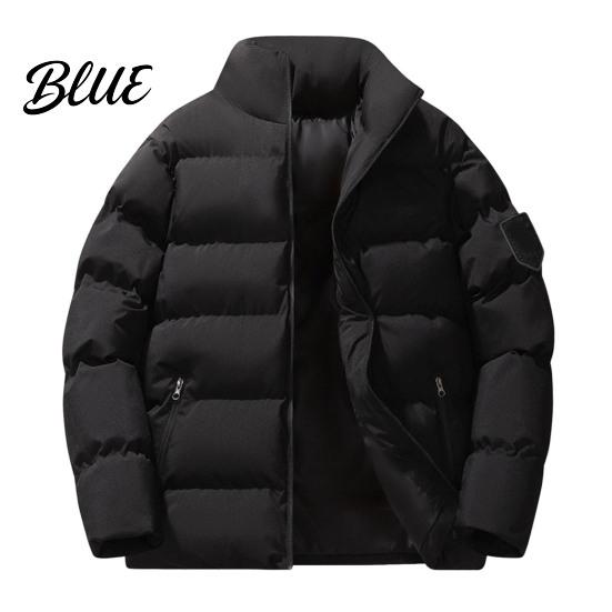 Zipper Closure Cotton Jacket with Long Sleeve Stand Collar Coat Men Zip-up Thickened Side Pockets