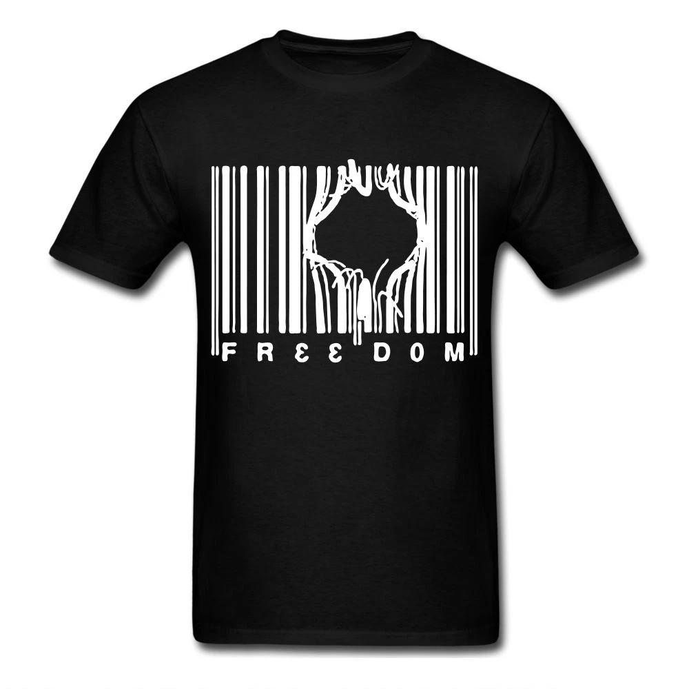 Freedom Barcode humanity government break free anarchy graphic Tee t-shirt L