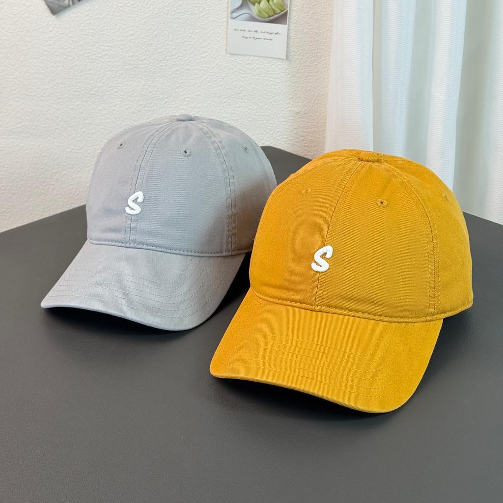 Fashion Hat Minimalist Embroidery Letter S Baseball Cap Children's New Soft Top Wide Brim Fashion Shade Couple Cap