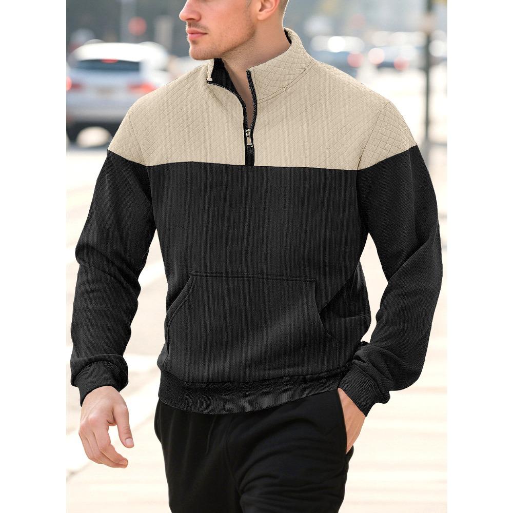 Knit Zipper Minimalist Long-Sleeved Autumn Plus Size Men's Polo Shirt