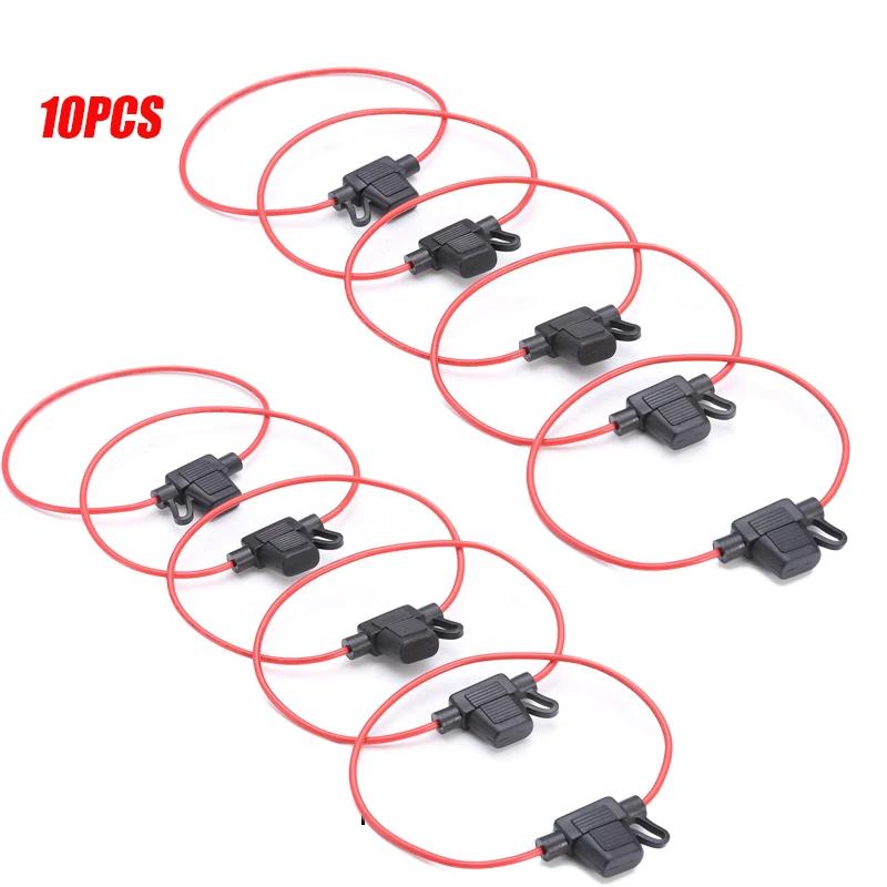 Auto Ring Fuse Black Insert Red Wire Harness Blade Fuse Holder Suitable for Cars and Motorcycles Car Fuse Box