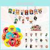 Pirate Themed Birthday Party Kit With Luffy Cartoon Cake Topper And Spiral Balloons